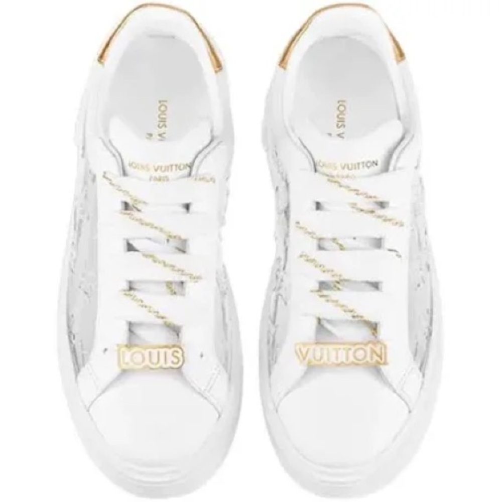 Louis Vuitton Women's Sneakers in White and Gold